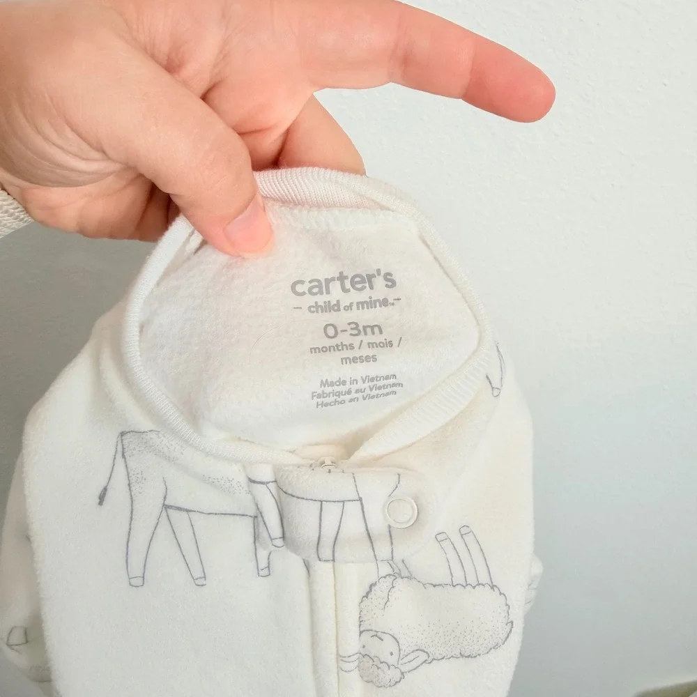 Carters Child of Mine Baby Fleece Footed Sleeper Farm Animal Sheep Cow 0-3 Month